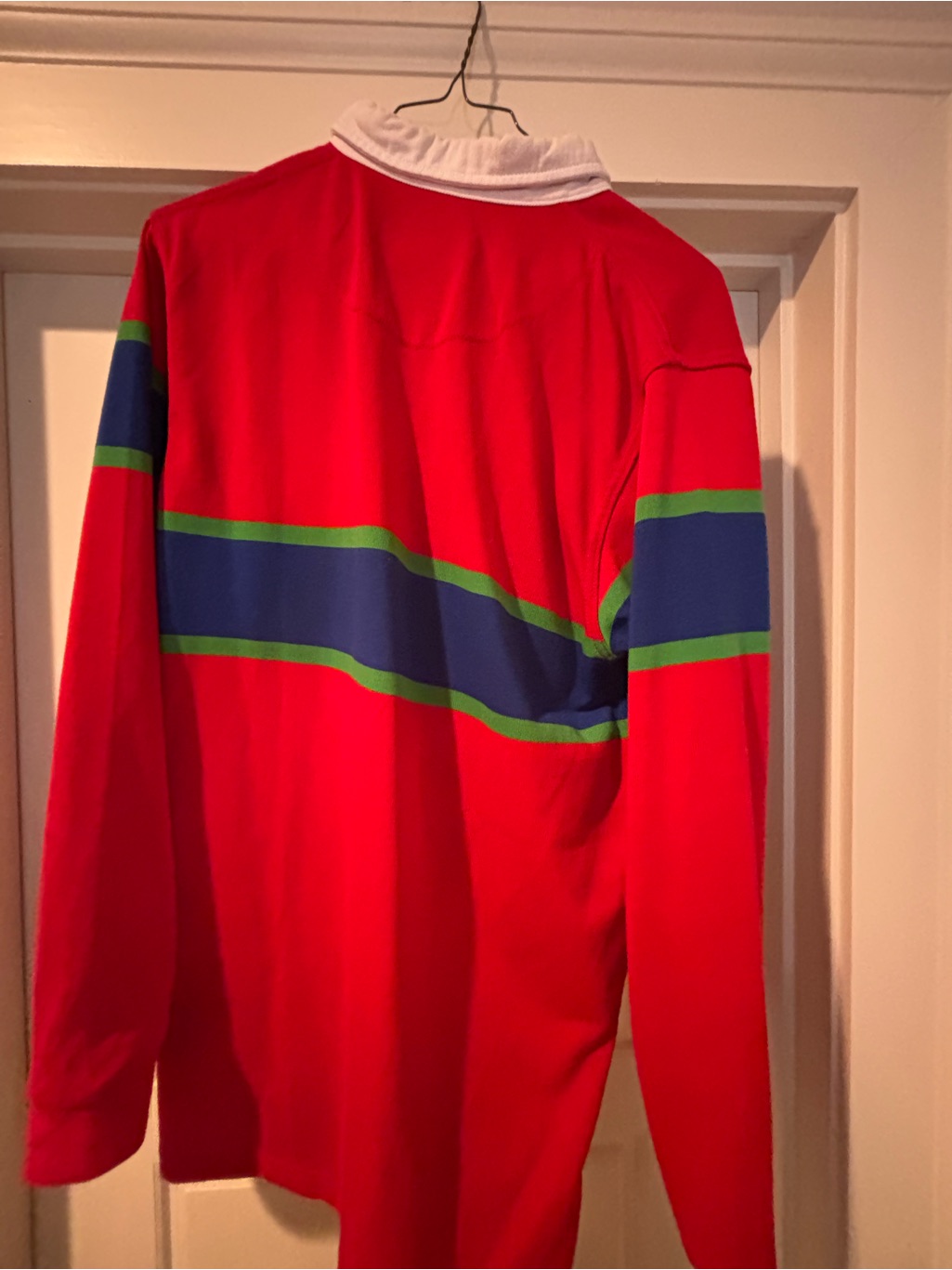 Withernot Red Long-Sleeve Rugby Shirt With Blue & Green Stripe — image 2 of 3